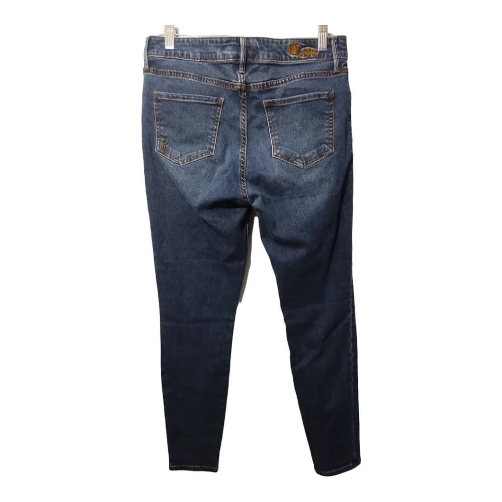 Kut from the Kloth High Rise Skinny Dark Wash Whiskered Faded Jeans‎ Size 10